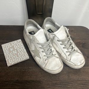 Grey and white Golden Goose Superstar sneakers, size 38